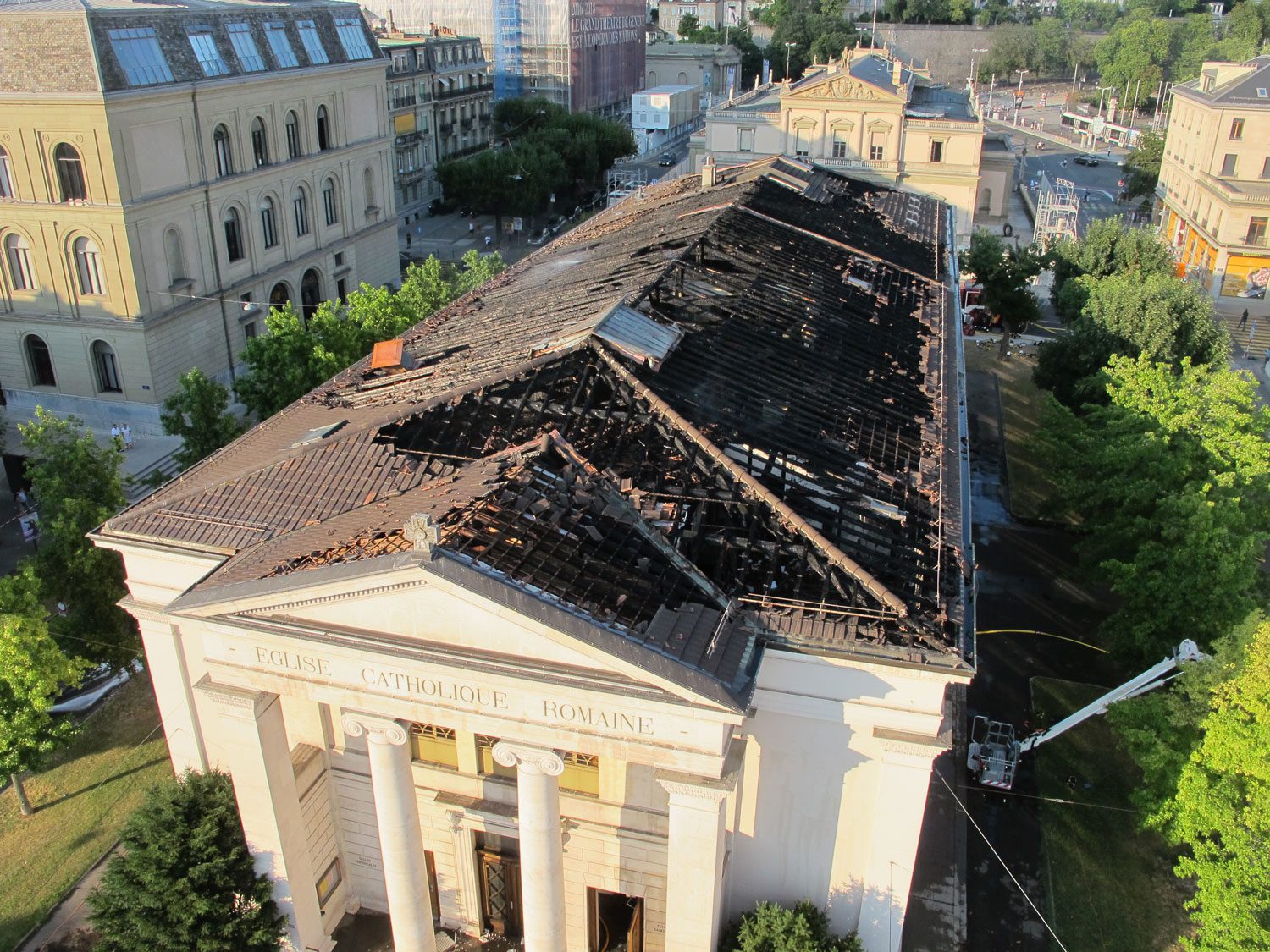 Incendie à l'église du Sacré-Cœur juillet 2018 Genève